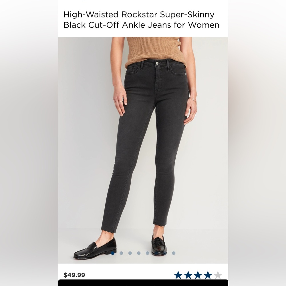 Old Navy High-Waisted Rockstar Super Skinny Black Cutoff Ankle Jeans. Size 14.